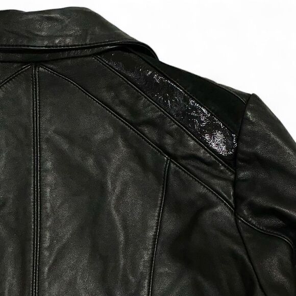 Slate & Willow Mixed Media Colorblock Moto Leather Jacket, size S - Picture 9 of 14